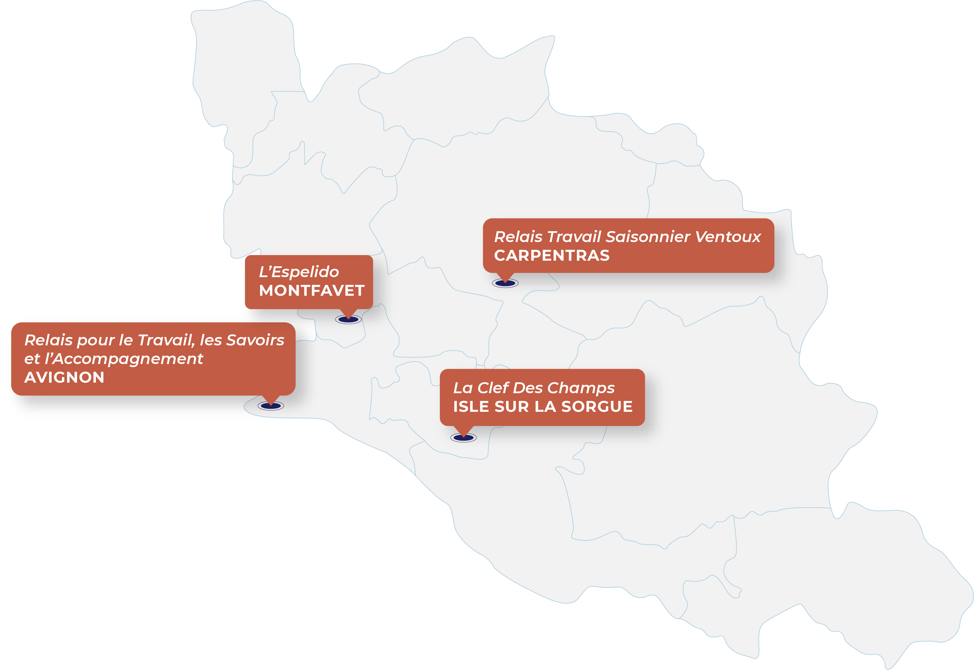 carte des différents points des relais travail saisonniers